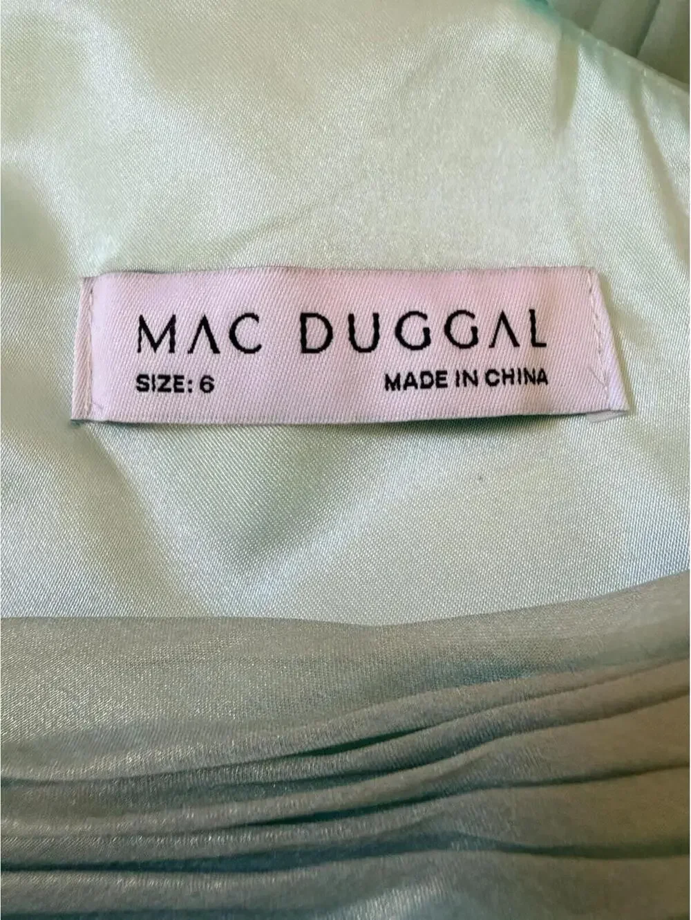 New Mac Duggal Rosette One Shoulder Tea Length Dress In Sage Size 6 - Picture 8 of 10